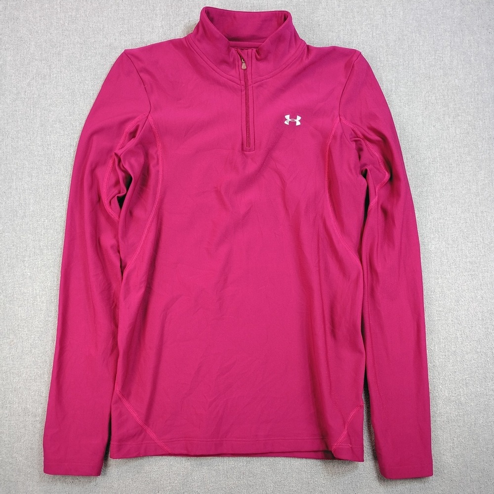 Under Armour Women's Small ColdGear Pink 1/4 Zip Pullover Athletic Base Layer